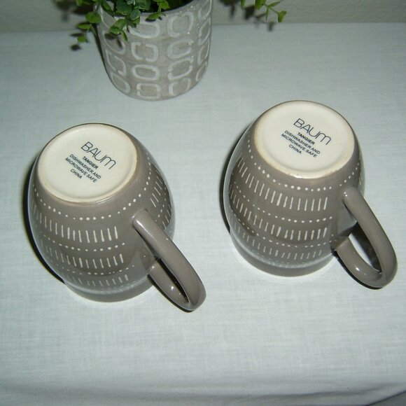 Baum Tangier Gray and Orange Coffee Mugs, Set of 2 - Picture 4 of 5